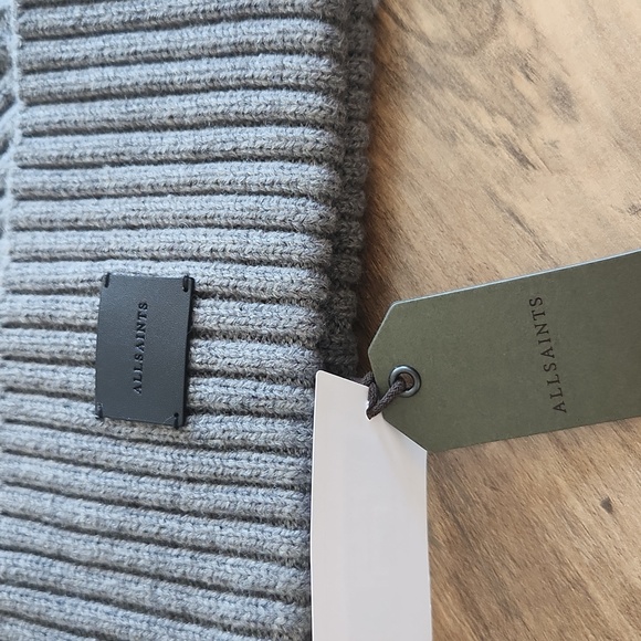 NWT AllSaints Traveling Rib Cuff Hat  Grey Marl One Size Wool Blend $59 - Picture 6 of 11